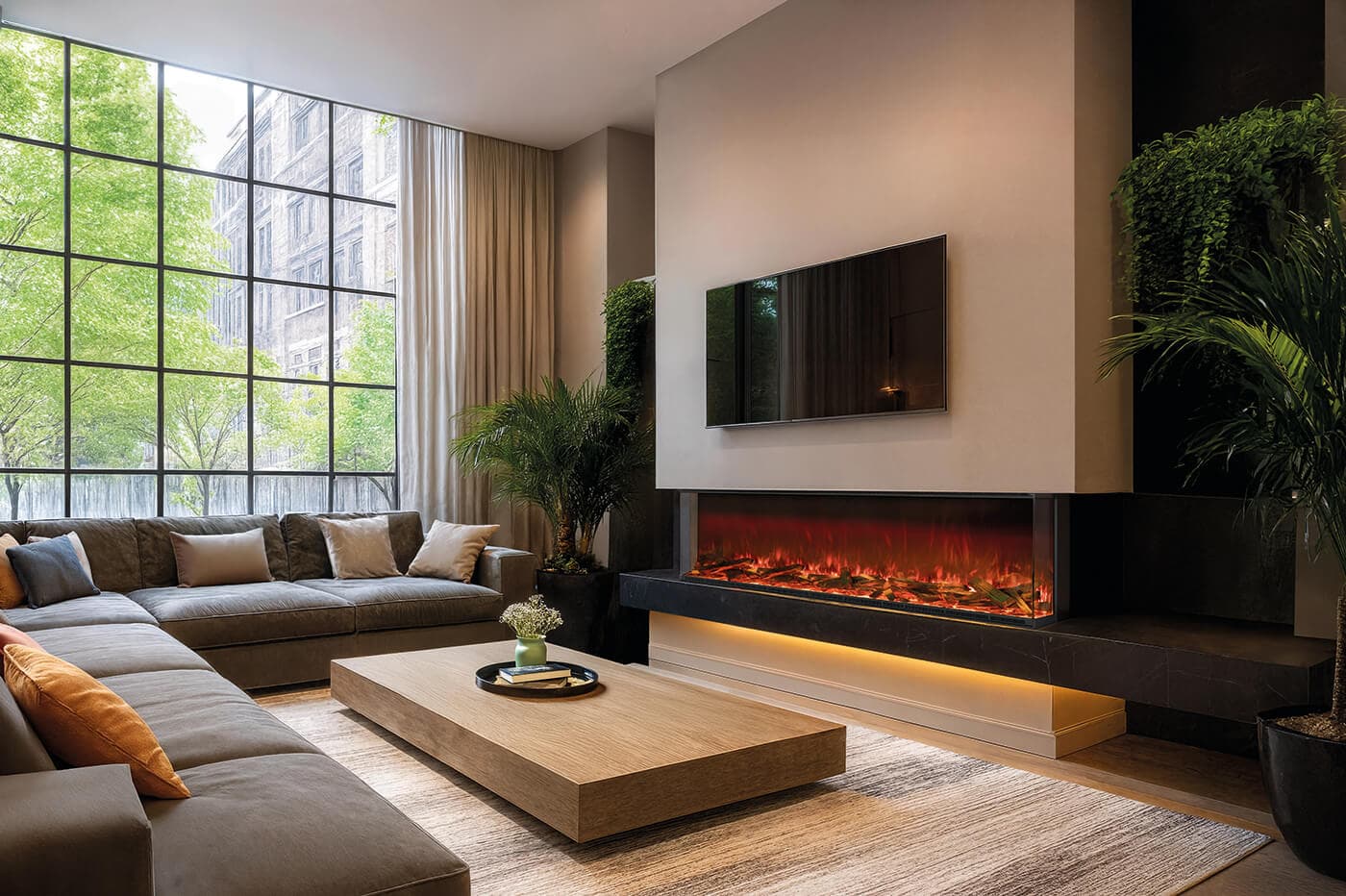 Wall-mounted electric fireplaces
