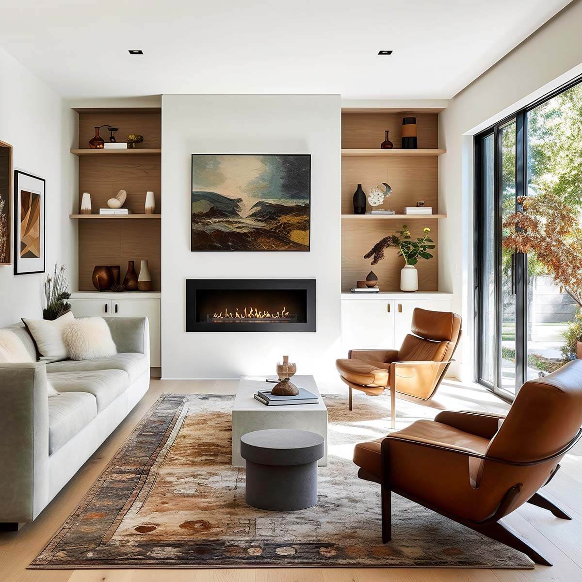 Built-in bioethanol fires