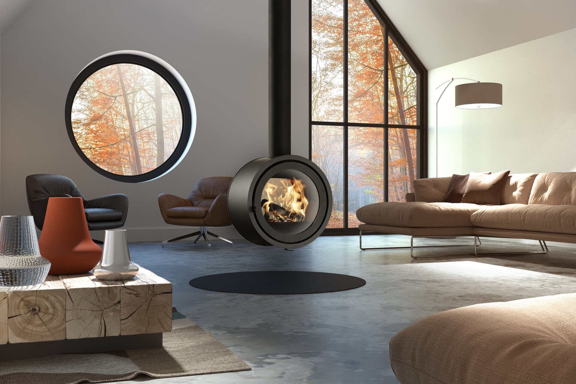 Wall-hung and suspended stoves